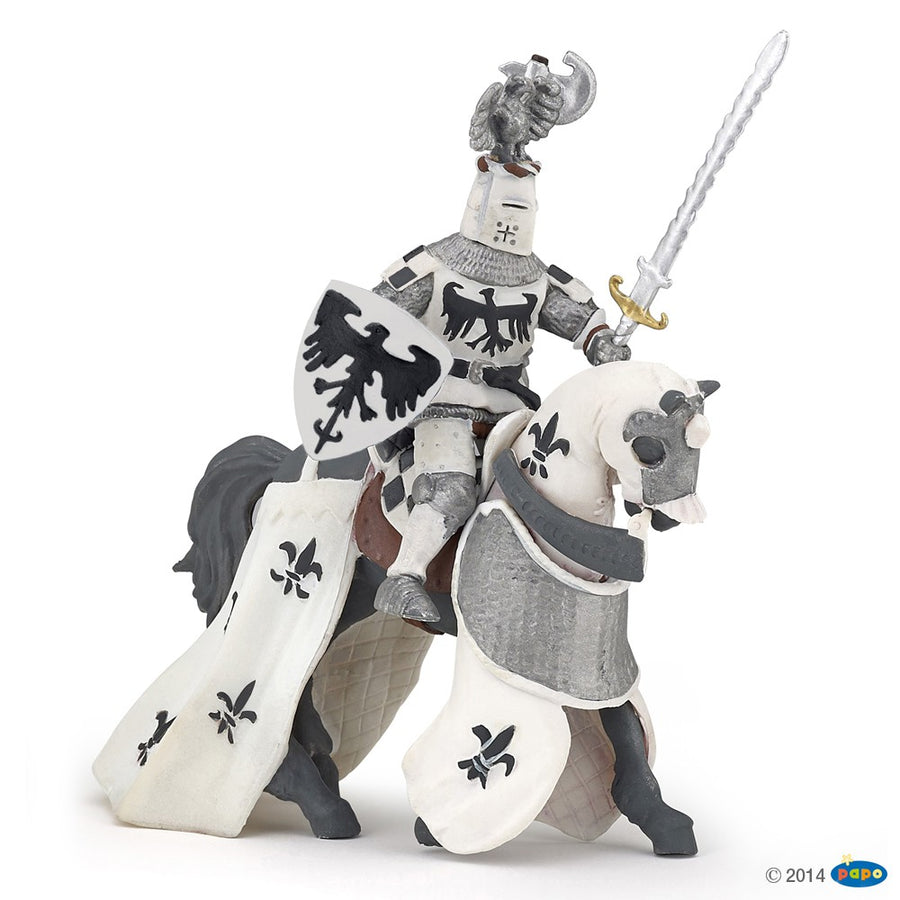 Chevalier blanc au cimier Papo en PVC, Collection Médiéval, jouet éducatif idéal pour enfants et collectionneurs
