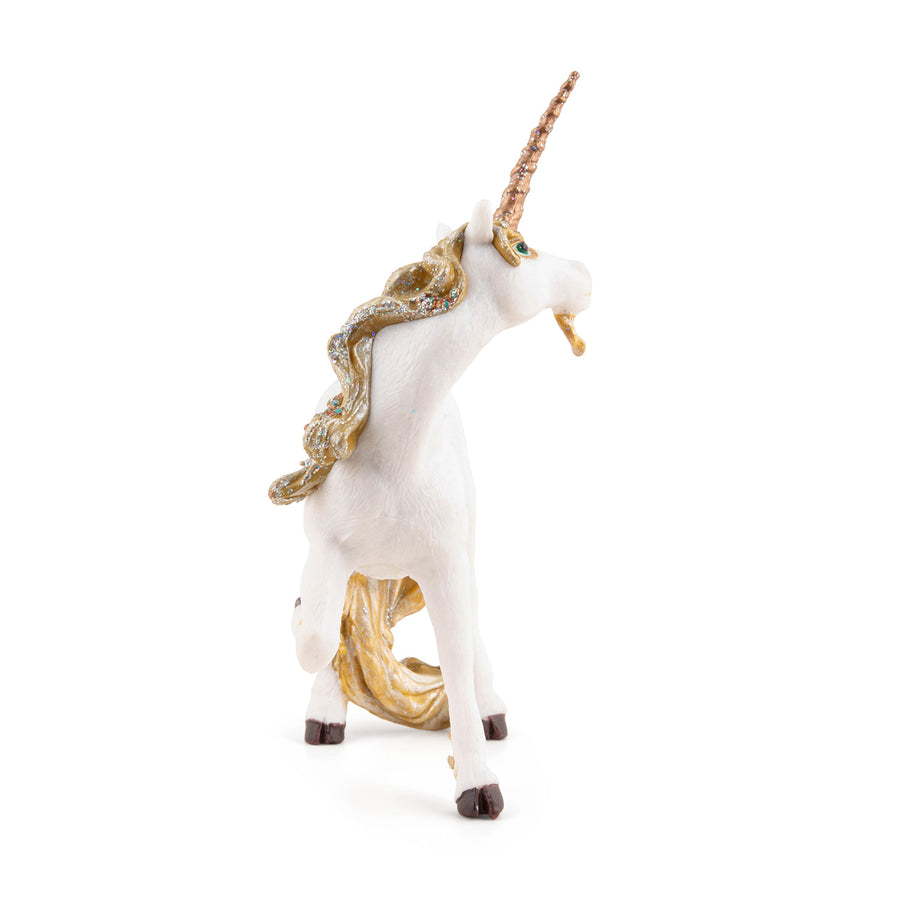 Figurine Licorne dorée Papo en PVC, Collection Monde enchanté, jouet éducatif idéal pour enfants
