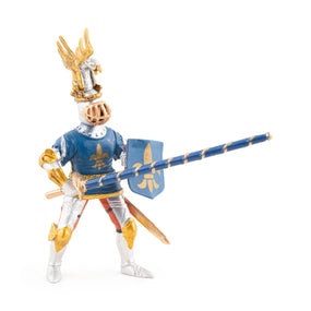 Chevalier bleu fleur de lys Papo en PVC, Collection Médiéval, jouet éducatif idéal pour enfants et collectionneurs