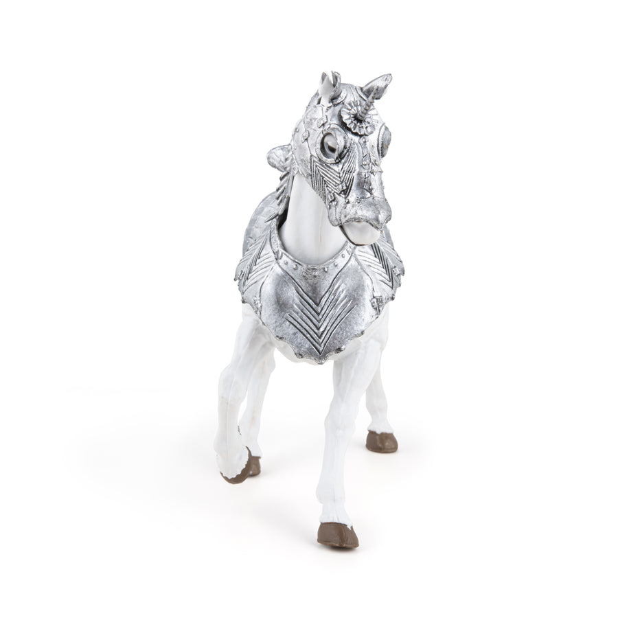 Cheval en armure Papo en PVC, Collection Médiéval, jouet éducatif idéal pour enfants et collectionneurs