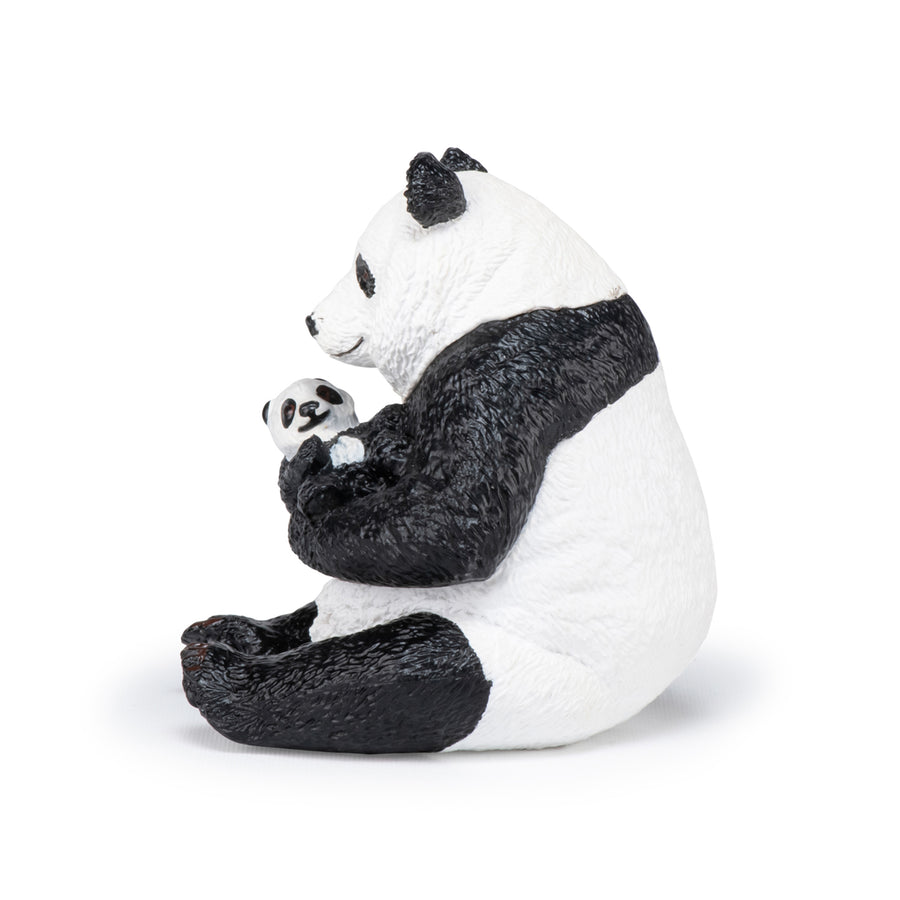 Panda assis et son bébé Papo en PVC, Collection Animaux sauvages, jouet éducatif idéal pour enfants et collectionneurs