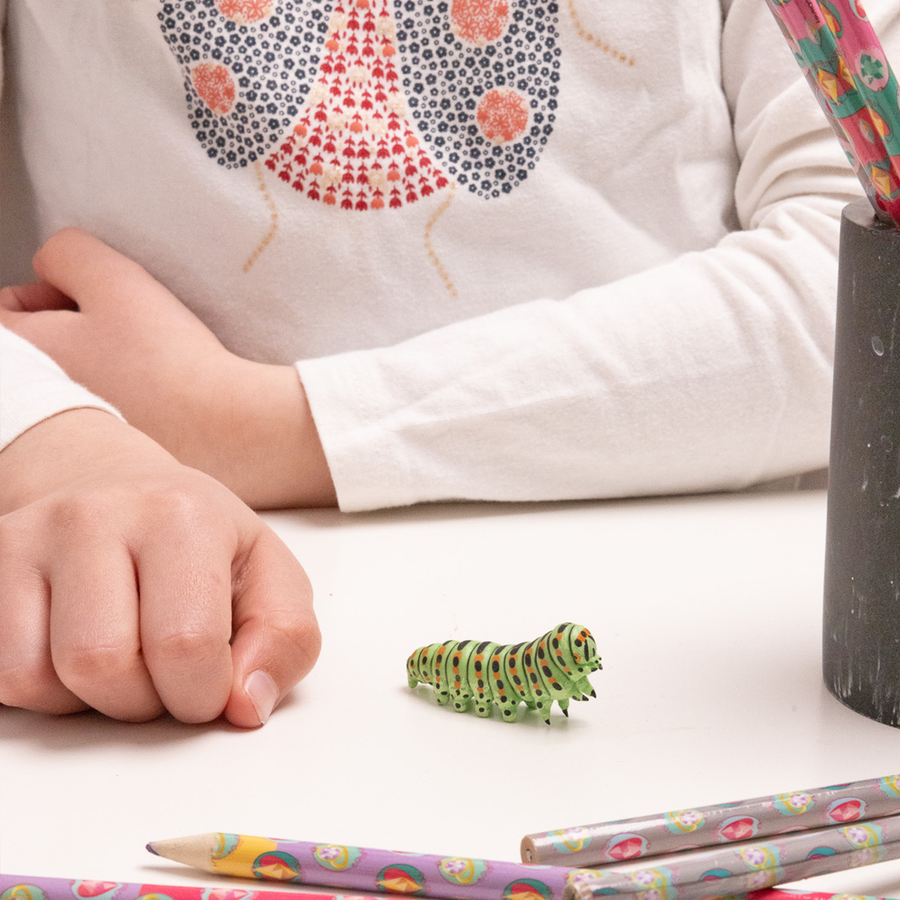 Figurine Chenille Papo en PVC, thème insectes, Collection Animaux des jardins, jouet éducatif idéal pour enfants et collectionneurs