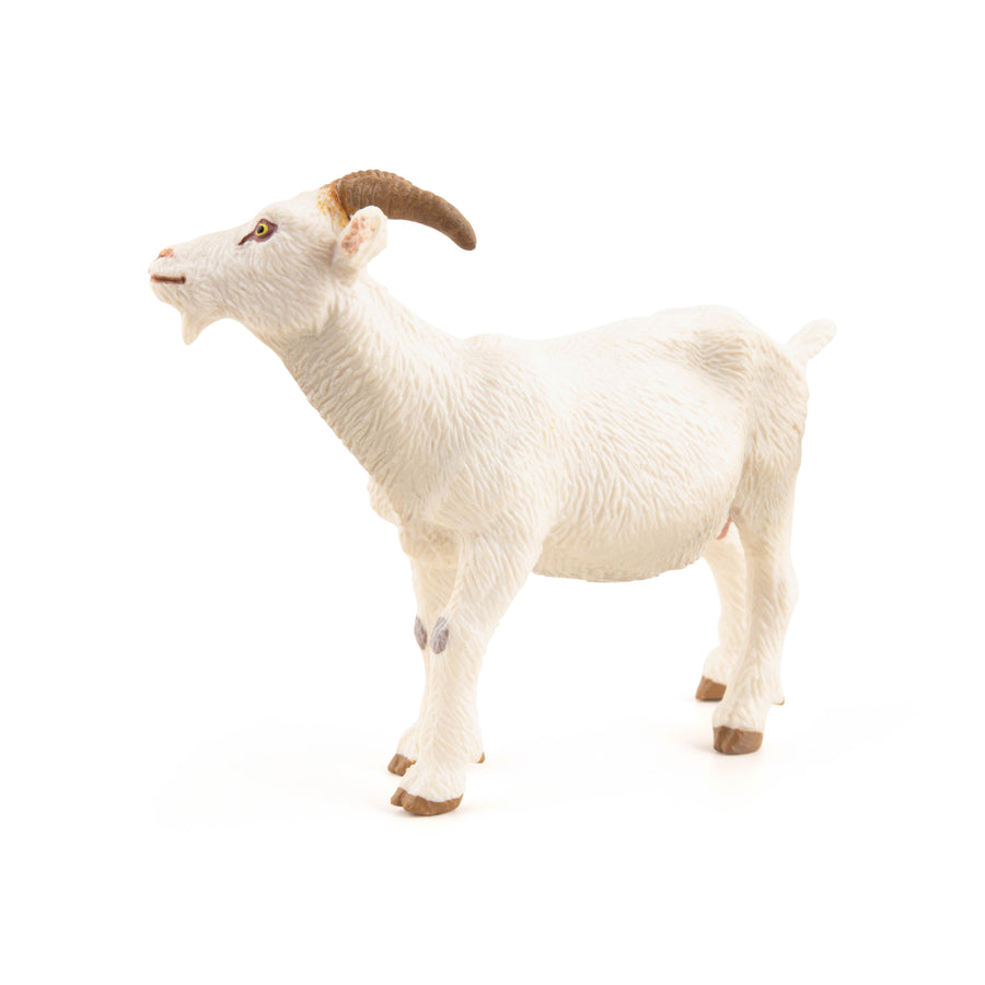 Chèvre blanche Papo en PVC, Collection Vie à la ferme, jouet éducatif idéal pour enfants et collectionneurs