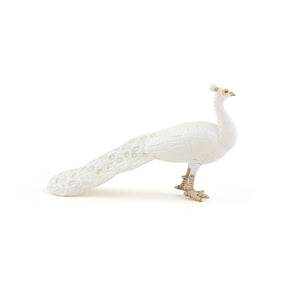 Figurine Paon blanc Papo en PVC, thème basse-cour, Collection Vie à la ferme, jouet éducatif idéal pour enfants et collectionneurs