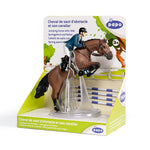 Figurine Cheval de saut d'obstacle et son cavalier Papo en PVC, Collection chevaux, jouet éducatif idéal pour enfants et collectionneurs